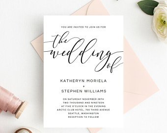 Mr and Mrs Wedding Invitations Templates Calligraphy Script