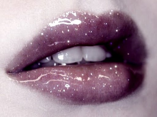 aesthetic violet lips glitter glossy