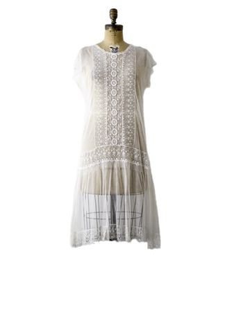 sheer 1920s white dress