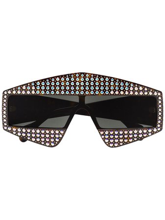 Gucci Eyewear Sköldpaddsmönstrade Rektangulära Solglasögon Med Kristaller - Farfetch