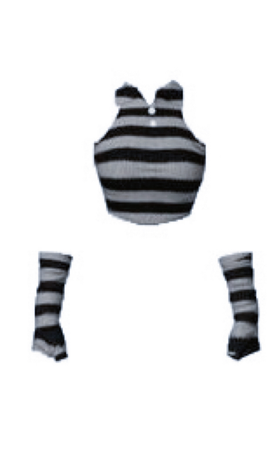 striped crop top with arm warmers