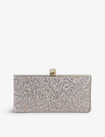 JIMMY CHOO - Celeste glitter-embellished woven clutch bag | Selfridges.com