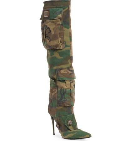 Dolce&Gabbana Cardinale Patchwork Camo Over the Knee Boot | Nordstrom