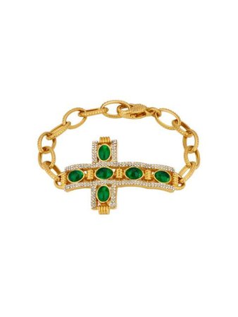 Gold Gucci Cabochon Stone Cross Bracelet | Farfetch.com