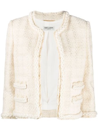 Saint Laurent woven cropped plaited-trim jacket 645976Y5C78 - Farfetch