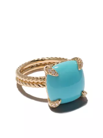 David Yurman 18kt yellow gold Châtelaine turquoise and diamond ring £3,408 - Shop Online - Fast Global Shipping, Price