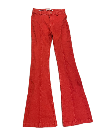 Red flare jeans