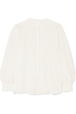 Chloé | Pintucked silk crepe de chine blouse | NET-A-PORTER.COM