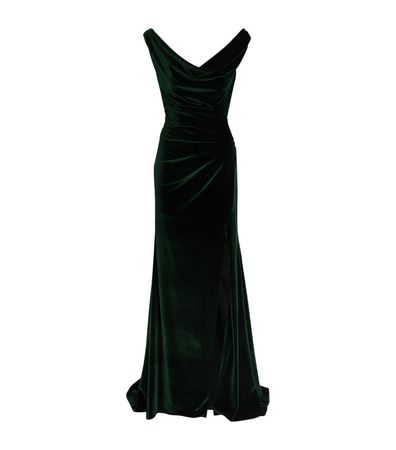 Womens Pamella Roland green Velvet Cowl-Neck Gown | Harrods # {CountryCode}