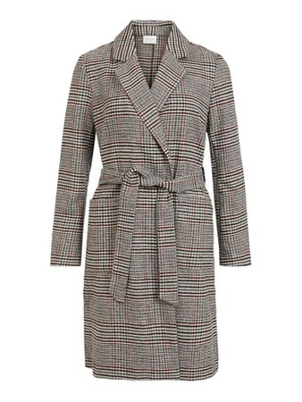 Checked belted coat | VILA
