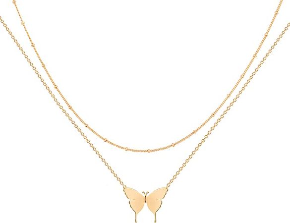 Amazon.com: Mevecco Gold Butterfly Necklaces Layered Choker Necklace for Women,18K Gold Plated Dainty Cute Handmade Jewelry Gift for Girls: Clothing, Shoes & Jewelry
