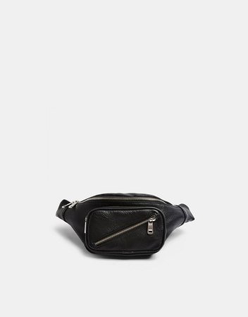 Topshop fanny pack with zip detail in black | ASOS