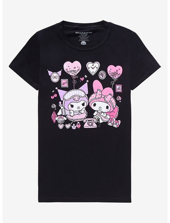My Melody & Kuromi Black Slumber Party Pastel Girls T-Shirt