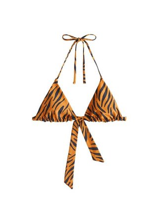 MANGO Animal print bikini top