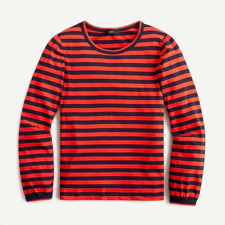 J.Crew: Broken-in Jersey Puff-sleeve T-shirt In Stripe For Women