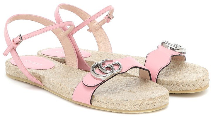 GG leather espadrille sandals
