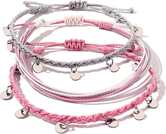 Amazon.com: FANCY SHINY Boho Ankle Bracelets Waterproof String Anklets Braided Rope Anklet Beach Surfer Anklets Cute Coin Foot Jewelry for Women Teen Girls(Pink): Clothing, Shoes & Jewelry