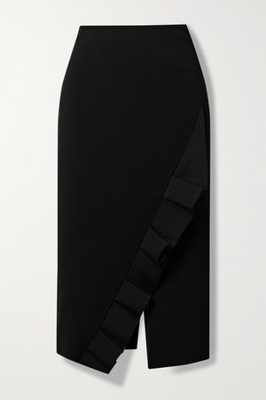 Bernword Ruffled Stretch-crepe Skirt - Black