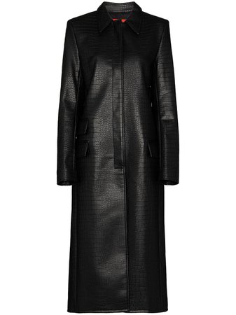 Commission, crocodile-effect Faux Leather Coat