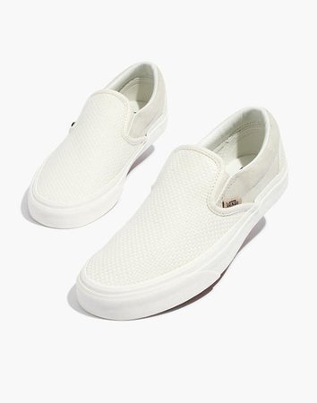 Vans® Unisex Classic Slip-On Sneakers in White Suede and Canvas