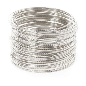 Thin Laser Cut Silver Bangle Bracelets from Icing