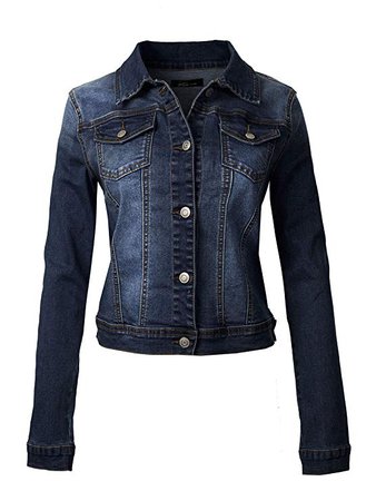 Design by Olivia Women's Classic Casual Vintage Blue Stone Washed Denim Jean Jacket at Amazon Women's Coats Shop