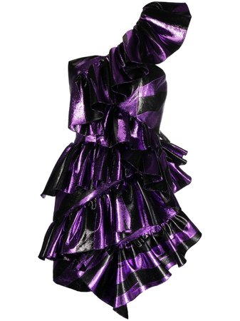 Alexandre Vauthier ruffled striped mini dress purple & black 212DR1473 - Farfetch