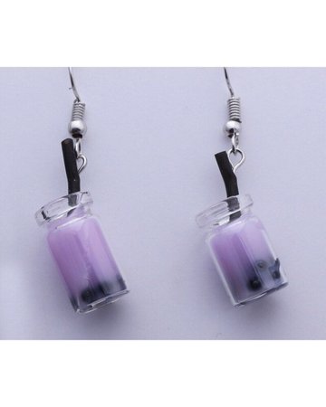 purple boba earrings