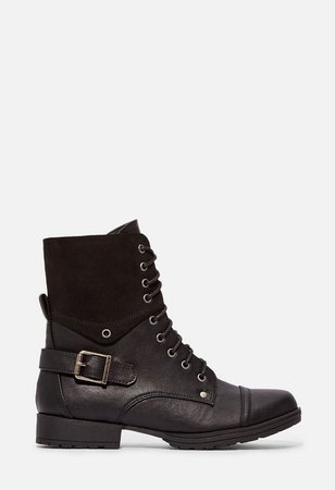 Greta Lace-Up Combat Boot in Brown - Get great deals at JustFab