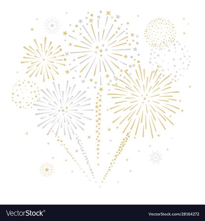 Gold and silver fireworks display Royalty Free Vector Image