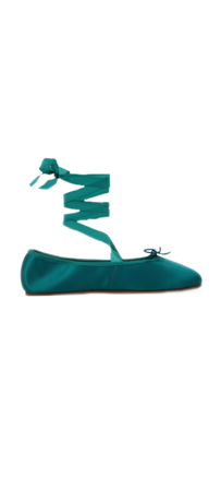 dark teal ballet slippers with ribbon