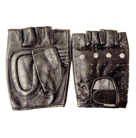 Biker Black Leather Fingerless Gloves Small Size | RebelsMarket