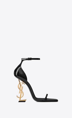 black and gold saint laurent heels