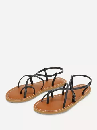 Strappy PU Flat Sandals -SheIn(Sheinside)