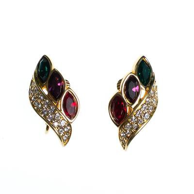 Vintage Swarovski Crystal Earrings in Jewel Toes, Green Pink and Blue, - Vintage Meet Modern