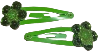 green rhinestone flower hair clips