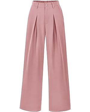 BTFBM Women High Waist Casual Wide Leg Long Palazzo Pants Button Down Loose Business Work Office Trousers with Pockets(Solid Beige, XX-Large) at Amazon Women’s Clothing store