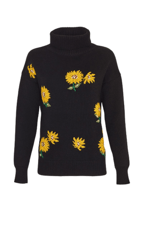 Lela Rose - Needlepoint Knit Sunflower Sweater