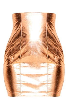 Rose Gold Back Zip High Waisted Metallic Mini Skirt | PrettyLittleThing
