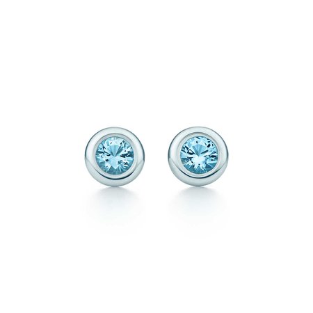 Elsa Peretti™ Color by the Yard earrings in sterling silver with aquamarines. | Tiffany & Co.