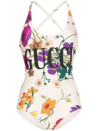 Gucci Logo Floral Print Swimsuit Ss19 | Farfetch.com