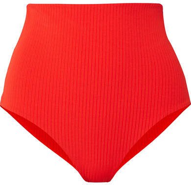 Lydia Ribbed Bikini Briefs - Red