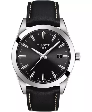 Tissot Swiss T-Classic Black Leather Strap Watch Watch 40mm