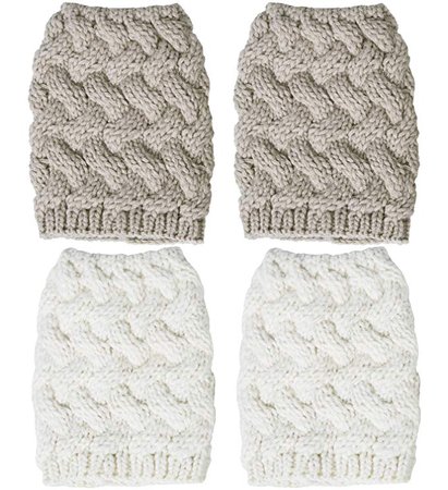 Loritta 2 Pairs Womens Boot Cuffs Winter Short Cable Knit Leg Warmers Boot Socks Gifts, 2pairs- Style 01 at Amazon Women’s Clothing store