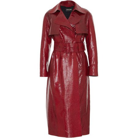 red leather longline trench coat - Google Search