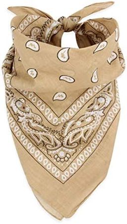 Fabric Face Cover Multi-Purpose Cotton Unisex Bandana - Mouth Shield Scarf Paisley Flag Handkerchief, Headwear Balaclava Wrap (Bandana Scarf - Pattern Beige, 3) at Amazon Men’s Clothing store