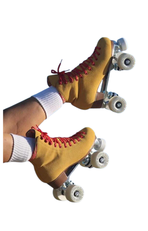 retro red yellow roller skates