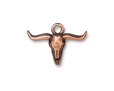 TierraCast Antique Copper (plated) Longhorn Charm 23x17mm - Lima Beads