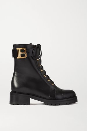 Black Ranger lace-up leather boots | Balmain | NET-A-PORTER