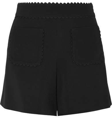Scalloped Crepe Shorts - Black